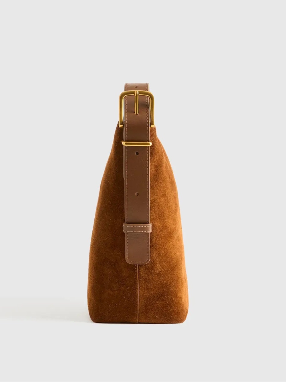 Quince Italian Suede Bucket Crossbody Bag in Color Whiskey - Picture 16 of 16
